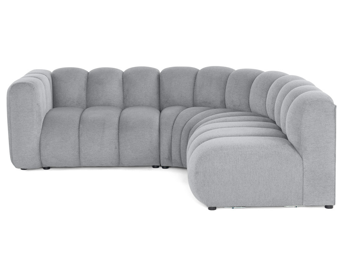 Canapé modulable d'angle droit 4 places avec accoudoir en tissu texturé Debbie Canapé modulable d'angle droit 4 places avec accoudoir en tissu texturé Debbie