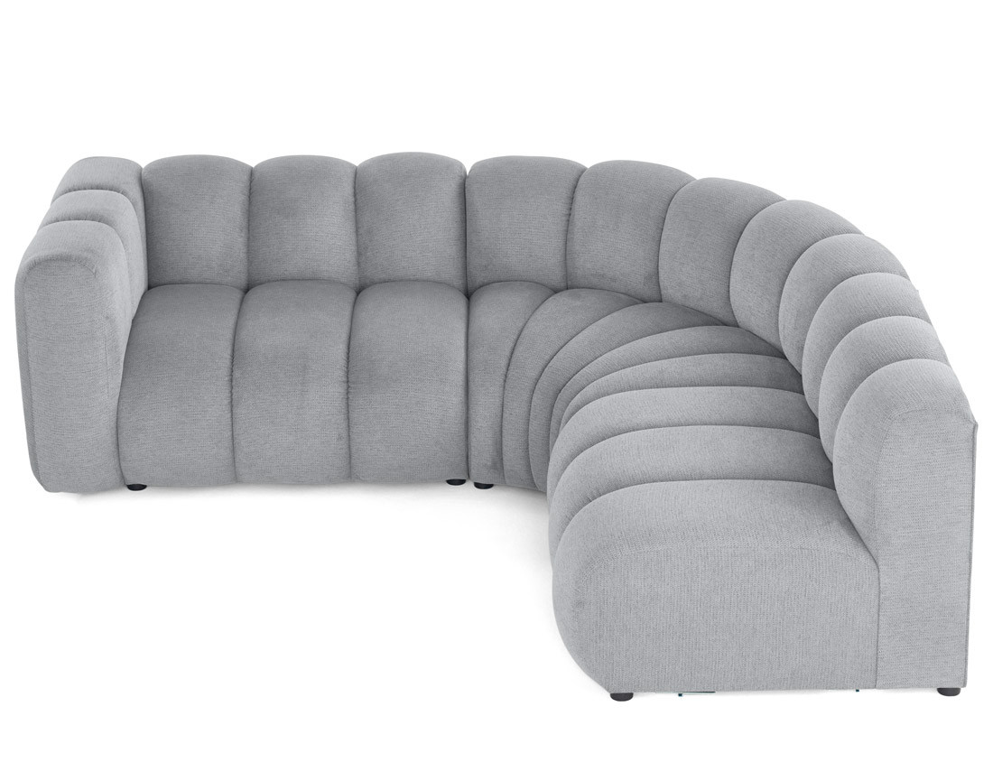 Canapé modulable d'angle droit 4 places avec accoudoir en tissu texturé Debbie Canapé modulable d'angle droit 4 places avec accoudoir en tissu texturé Debbie