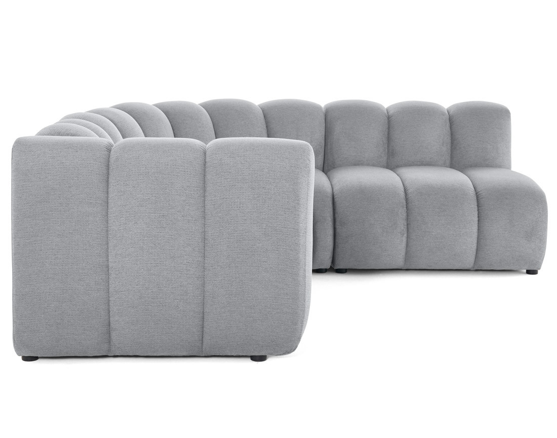 Canapé modulable d'angle droit 4 places avec accoudoir en tissu texturé Debbie Canapé modulable d'angle droit 4 places avec accoudoir en tissu texturé Debbie