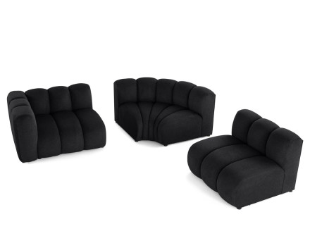 Canapé modulable d'angle droit 4 places avec accoudoir en tissu texturé Debbie