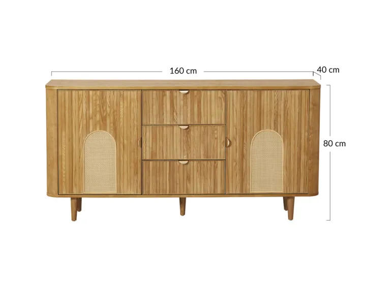 Buffet bas bois plaqué chêne 160 cm Milazzo