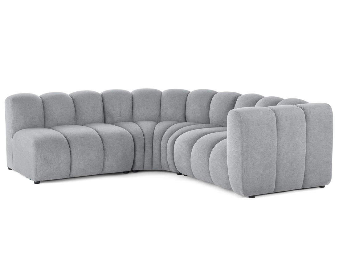 Canapé modulable d'angle gauche 4 places avec accoudoir en tissu texturé Debbie Canapé modulable d'angle gauche 4 places avec accoudoir en tissu texturé Debbie