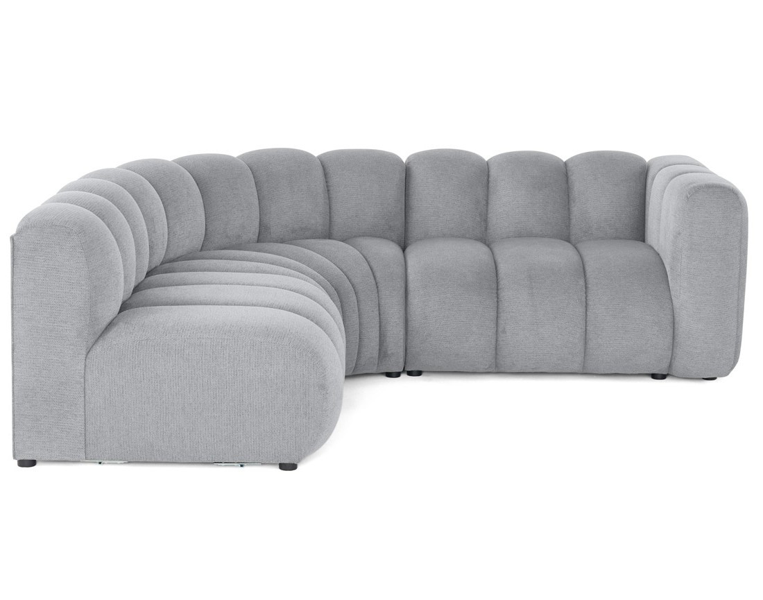 Canapé modulable d'angle gauche 4 places avec accoudoir en tissu texturé Debbie Canapé modulable d'angle gauche 4 places avec accoudoir en tissu texturé Debbie