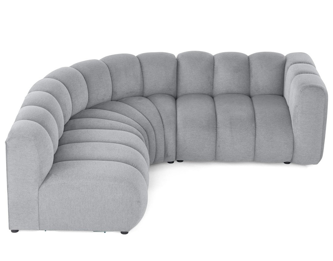 Canapé modulable d'angle gauche 4 places avec accoudoir en tissu texturé Debbie Canapé modulable d'angle gauche 4 places avec accoudoir en tissu texturé Debbie