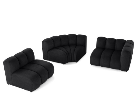 Canapé modulable d'angle gauche 4 places avec accoudoir en tissu texturé Debbie