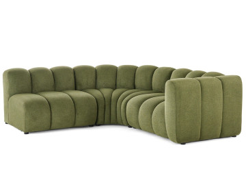 Canapé modulable d'angle gauche 4 places avec accoudoir en tissu texturé Debbie