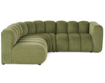 Canapé modulable d'angle gauche 4 places avec accoudoir en tissu texturé Debbie
