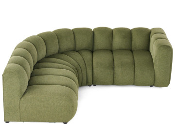 Canapé modulable d'angle gauche 4 places avec accoudoir en tissu texturé Debbie