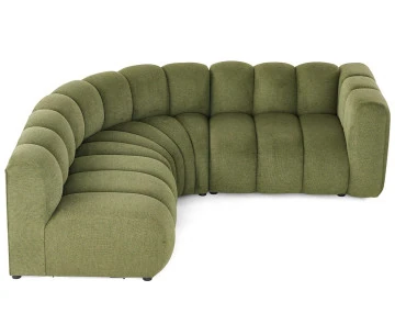 Canapé modulable d'angle gauche 4 places avec accoudoir en tissu texturé Debbie