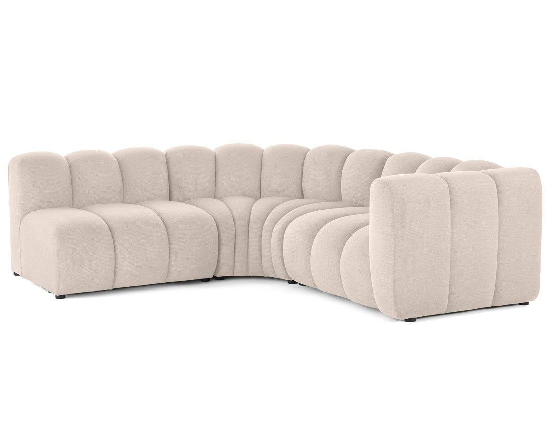 Canapé modulable d'angle gauche 4 places avec accoudoir en tissu texturé Debbie