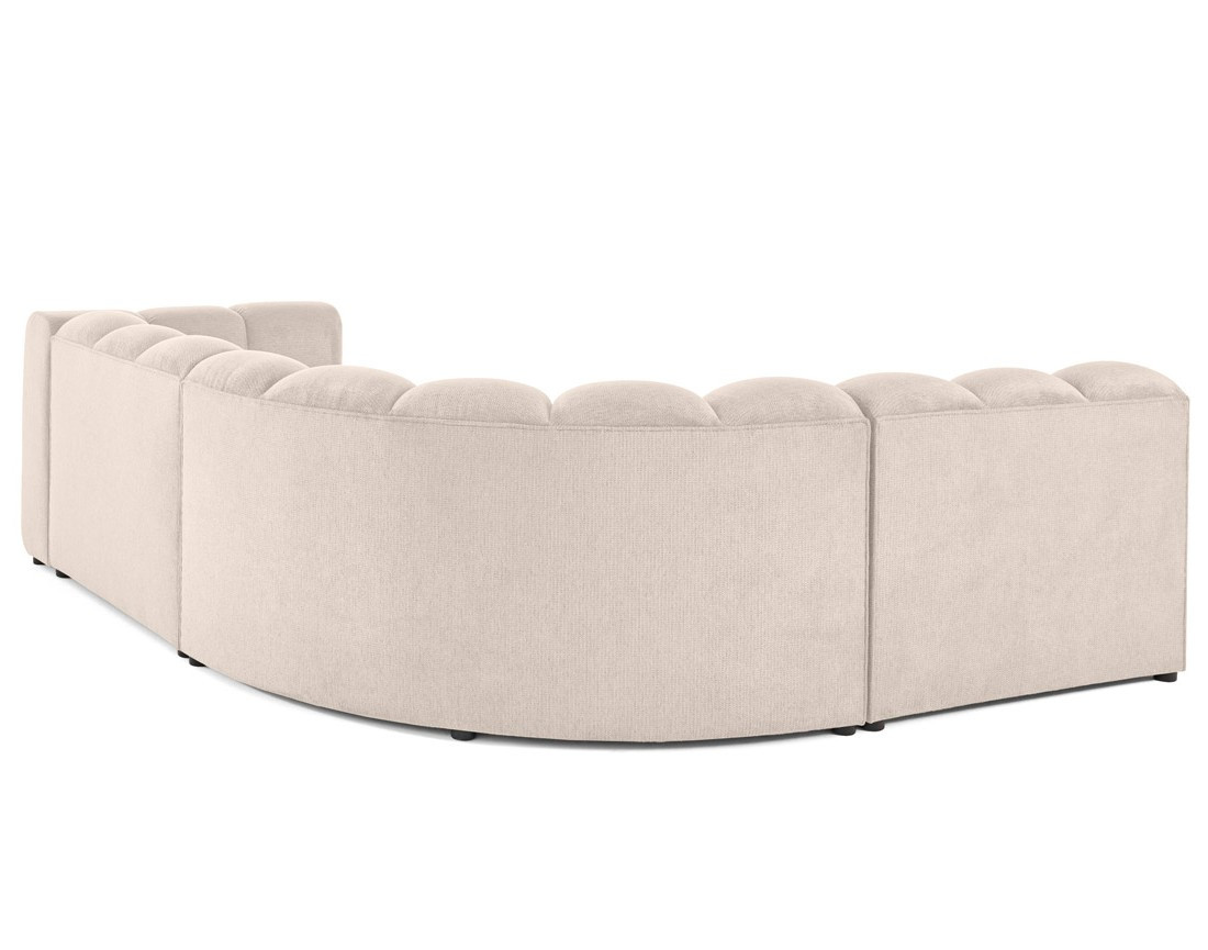 Canapé modulable d'angle gauche 4 places avec accoudoir en tissu texturé Debbie