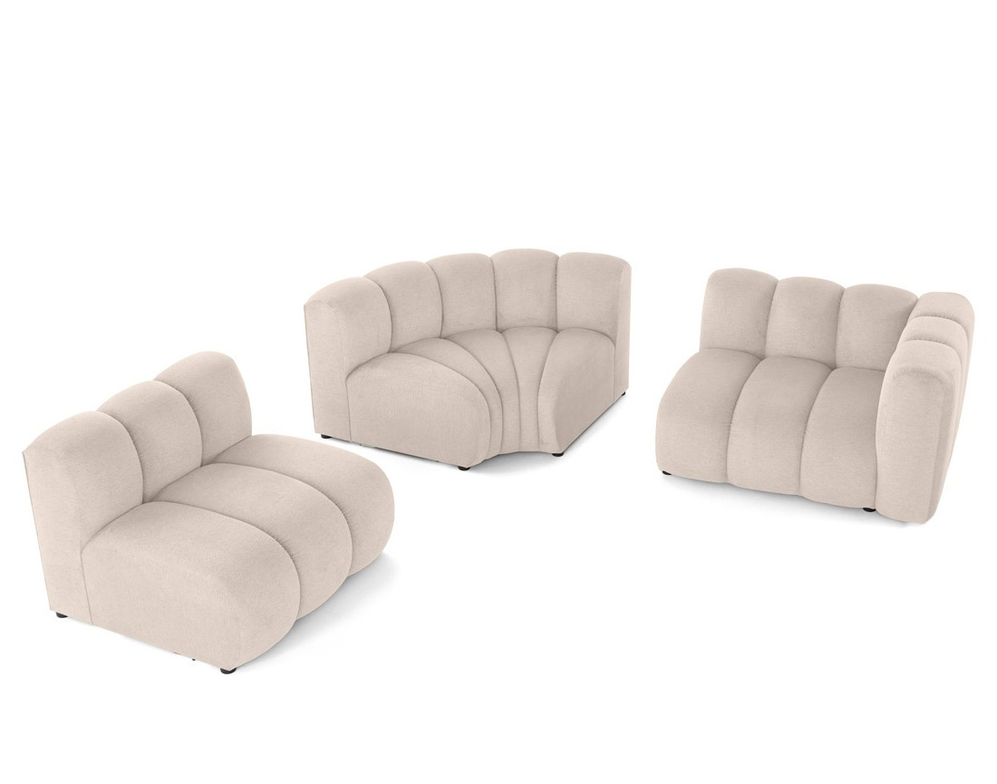 Canapé modulable d'angle gauche 4 places avec accoudoir en tissu texturé Debbie