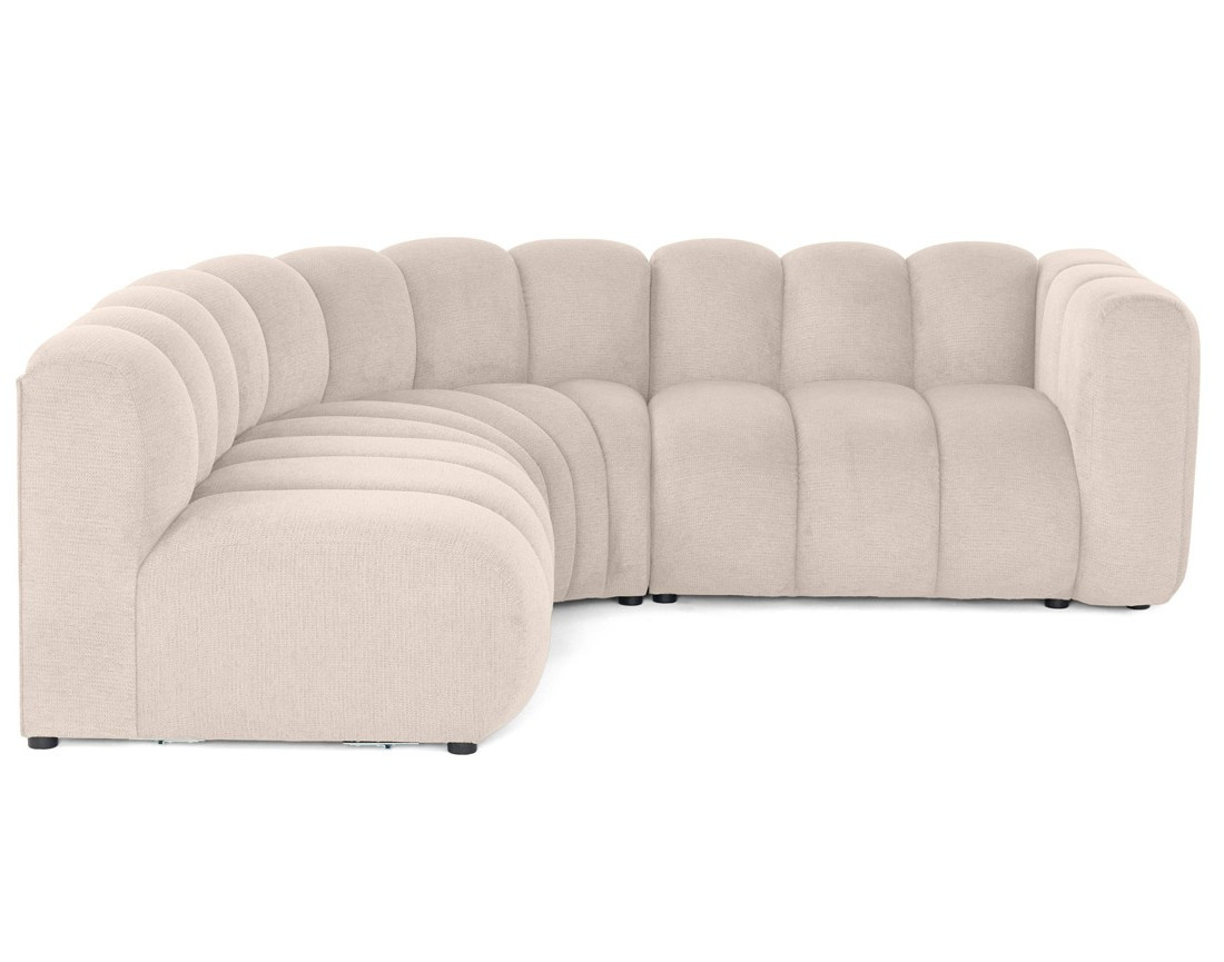Canapé modulable d'angle gauche 4 places avec accoudoir en tissu texturé Debbie