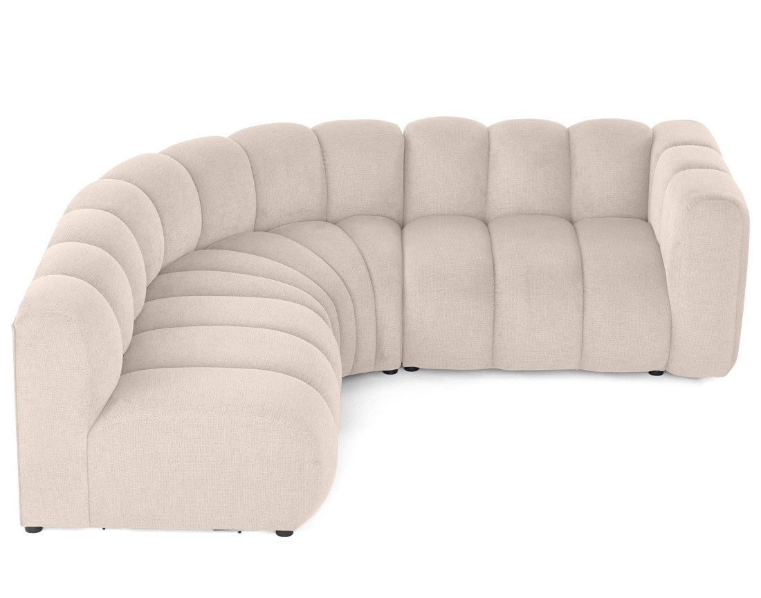 Canapé modulable d'angle gauche 4 places avec accoudoir en tissu texturé Debbie