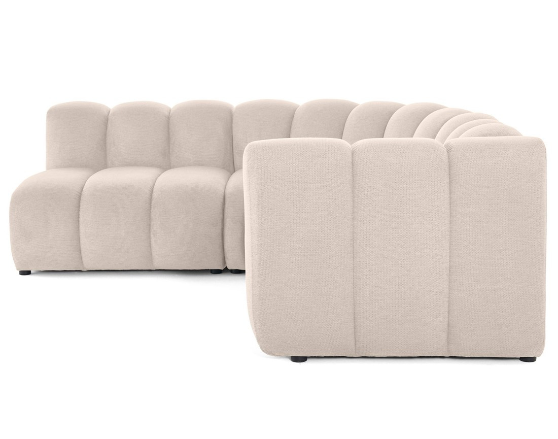 Canapé modulable d'angle gauche 4 places avec accoudoir en tissu texturé Debbie