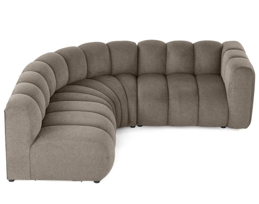 Canapé modulable d'angle gauche 4 places avec accoudoir en tissu texturé Debbie