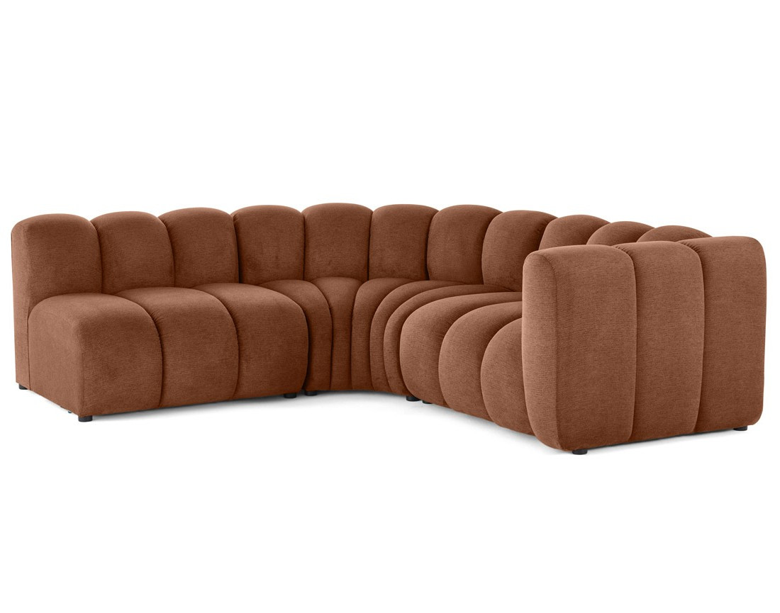 Canapé modulable d'angle gauche 4 places avec accoudoir en tissu texturé Debbie