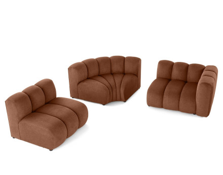 Canapé modulable d'angle gauche 4 places avec accoudoir en tissu texturé Debbie