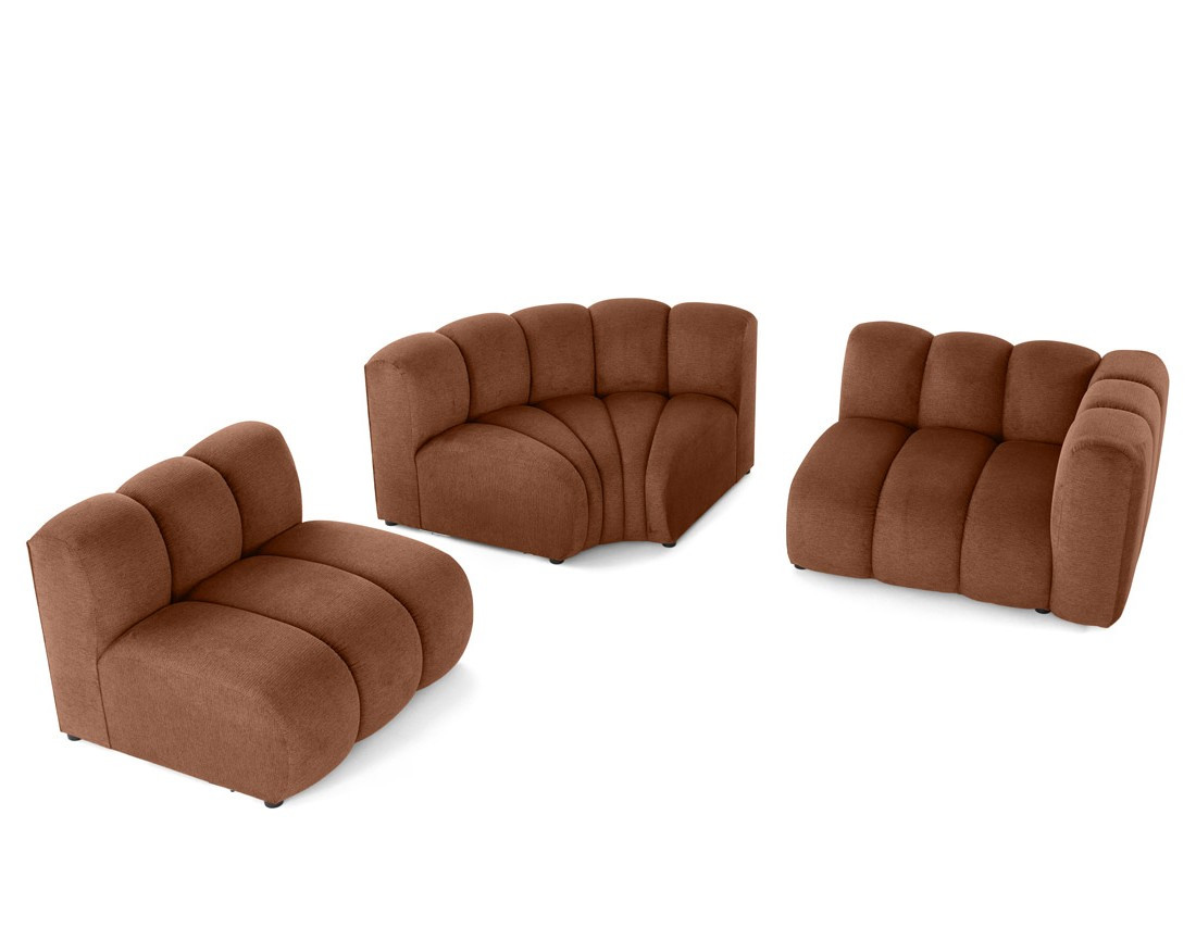 Canapé modulable d'angle gauche 4 places avec accoudoir en tissu texturé Debbie