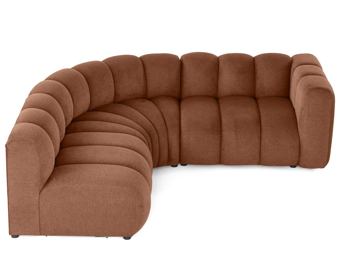 Canapé modulable d'angle gauche 4 places avec accoudoir en tissu texturé Debbie