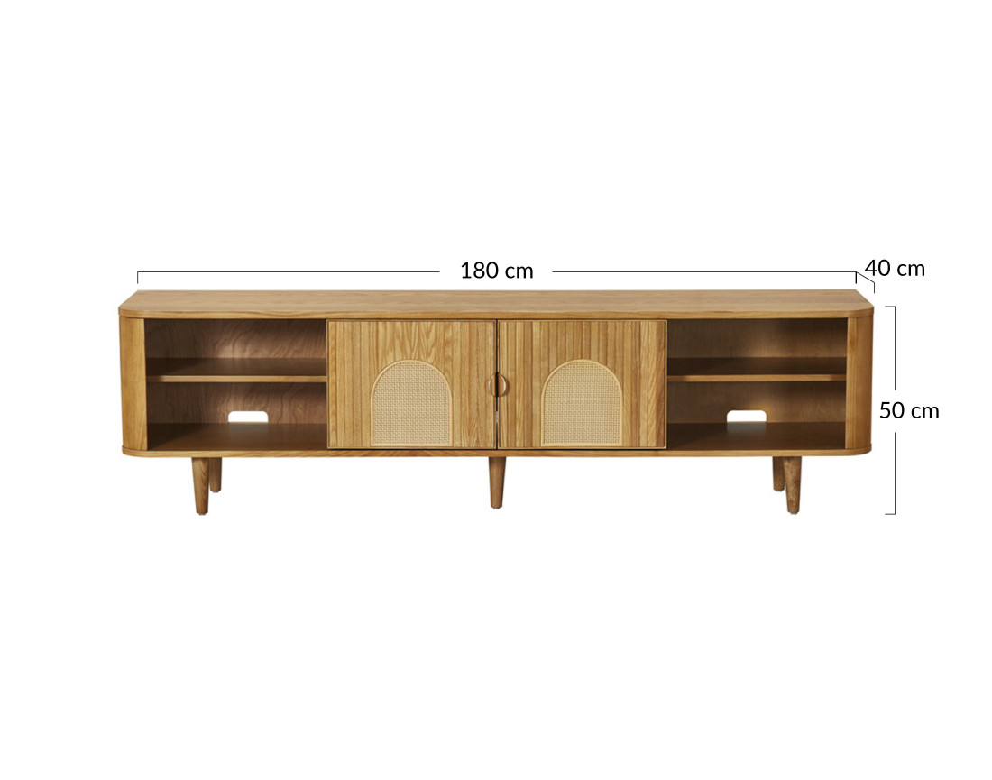 Meuble TV bois plaqué chêne 180 cm Milazzo