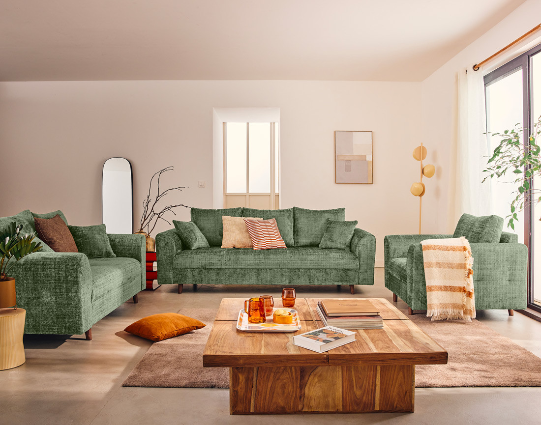 Fauteuil en velours texturé Rune