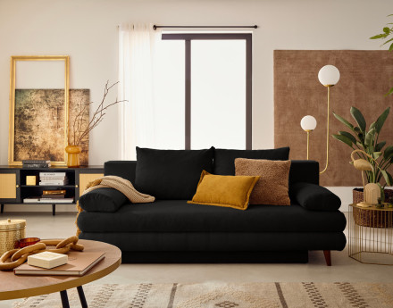 Canapé 3 places convertible avec coffre en velours côtelé Wonder