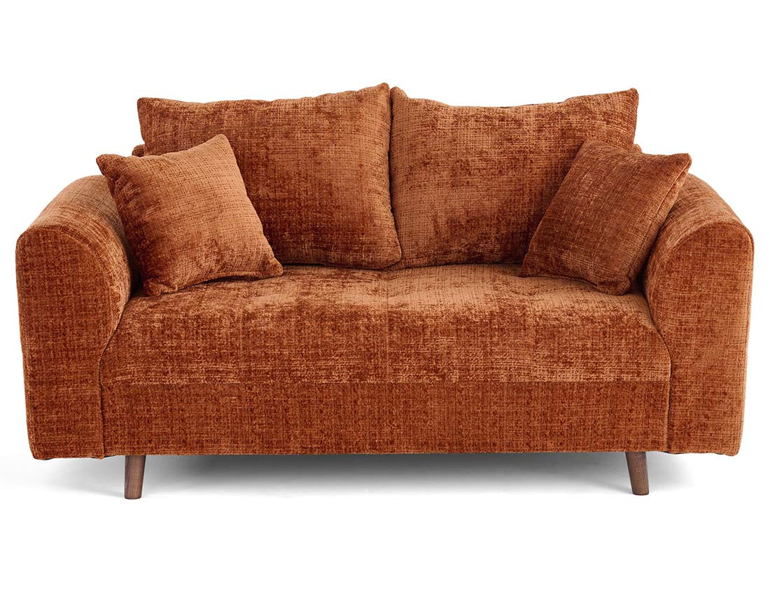 Canapé droit 2 places en velours texturé Rune