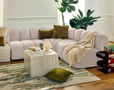 Module d'assise sans accoudoirs en tissu texturé Debbie