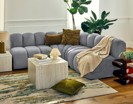 Module d'assise sans accoudoirs en tissu texturé Debbie