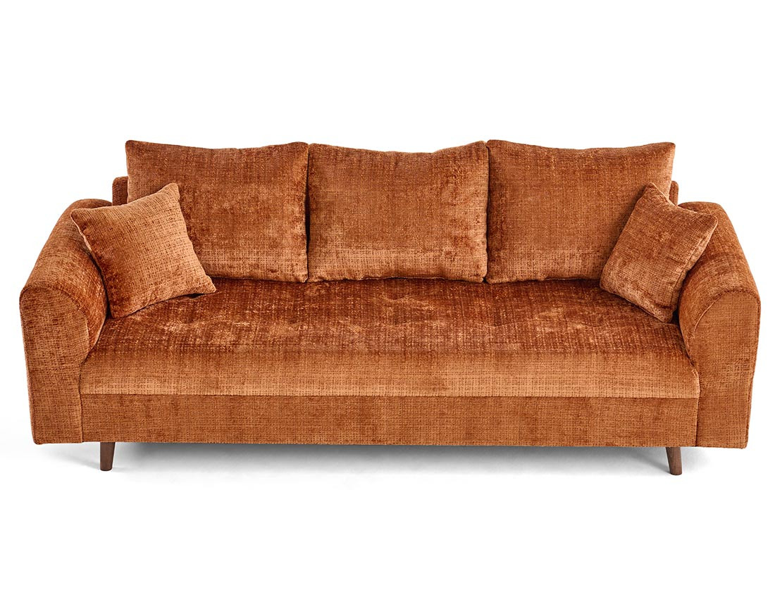 Canapé droit 3 places en velours texturé Rune