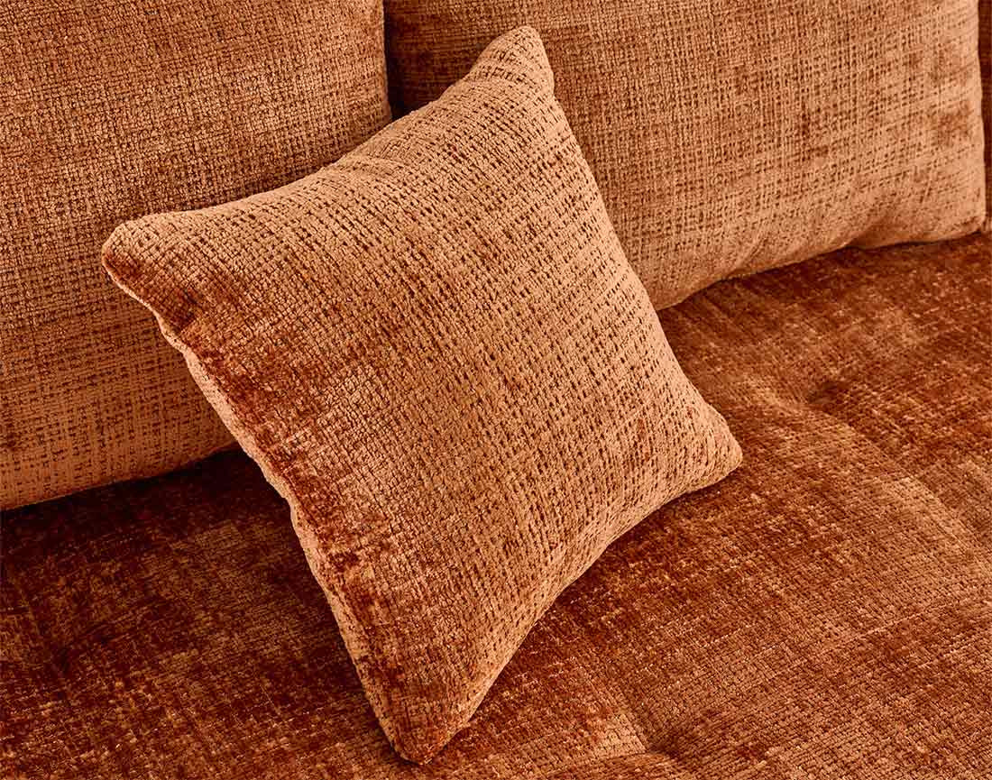 Canapé droit 3 places en velours texturé Rune