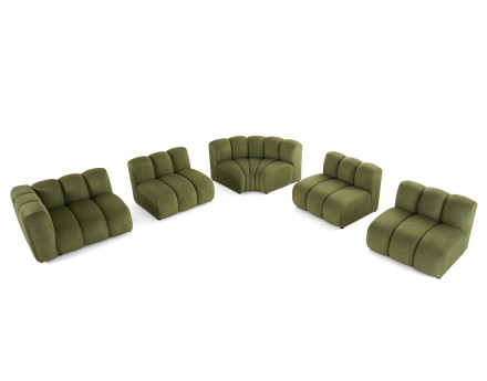 Canapé modulable d'angle droit 5 places en tissu texturé Debbie