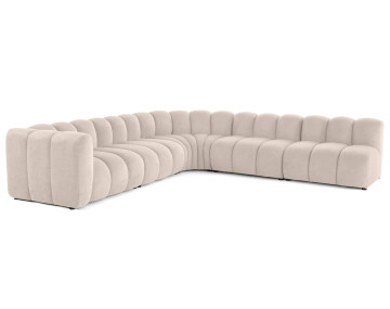 Canapé modulable d'angle droit 5 places en tissu texturé Debbie