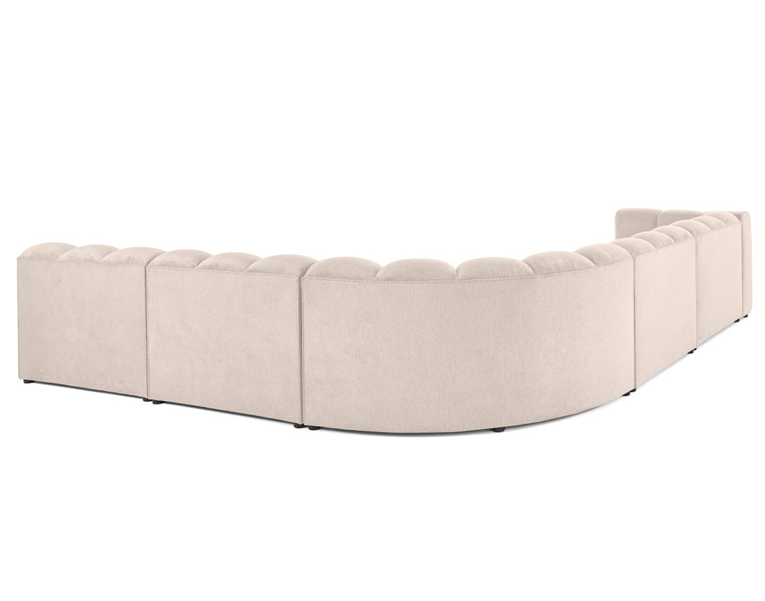 Canapé modulable d'angle droit 5 places en tissu texturé Debbie
