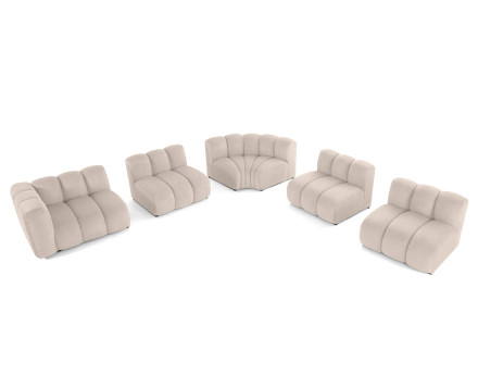 Canapé modulable d'angle droit 5 places en tissu texturé Debbie