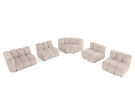 Canapé modulable d'angle droit 5 places en tissu texturé Debbie