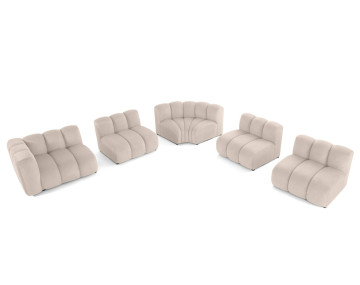 Canapé modulable d'angle droit 5 places en tissu texturé Debbie