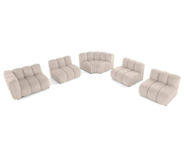 Canapé modulable d'angle droit 5 places en tissu texturé Debbie