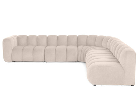 Canapé modulable d'angle droit 5 places en tissu texturé Debbie