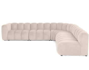 Canapé modulable d'angle droit 5 places en tissu texturé Debbie
