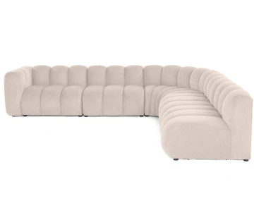 Canapé modulable d'angle droit 5 places en tissu texturé Debbie