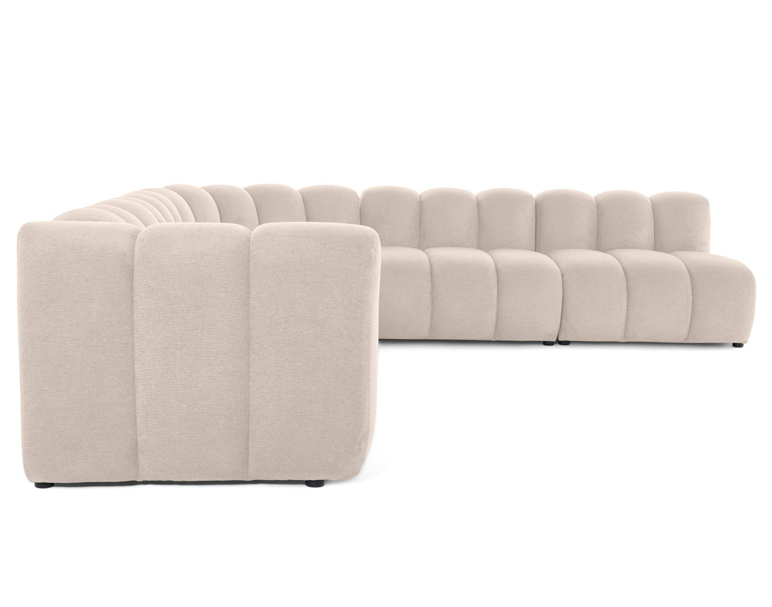 Canapé modulable d'angle droit 5 places en tissu texturé Debbie