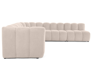 Canapé modulable d'angle droit 5 places en tissu texturé Debbie