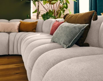 Canapé modulable d'angle droit 5 places en tissu texturé Debbie