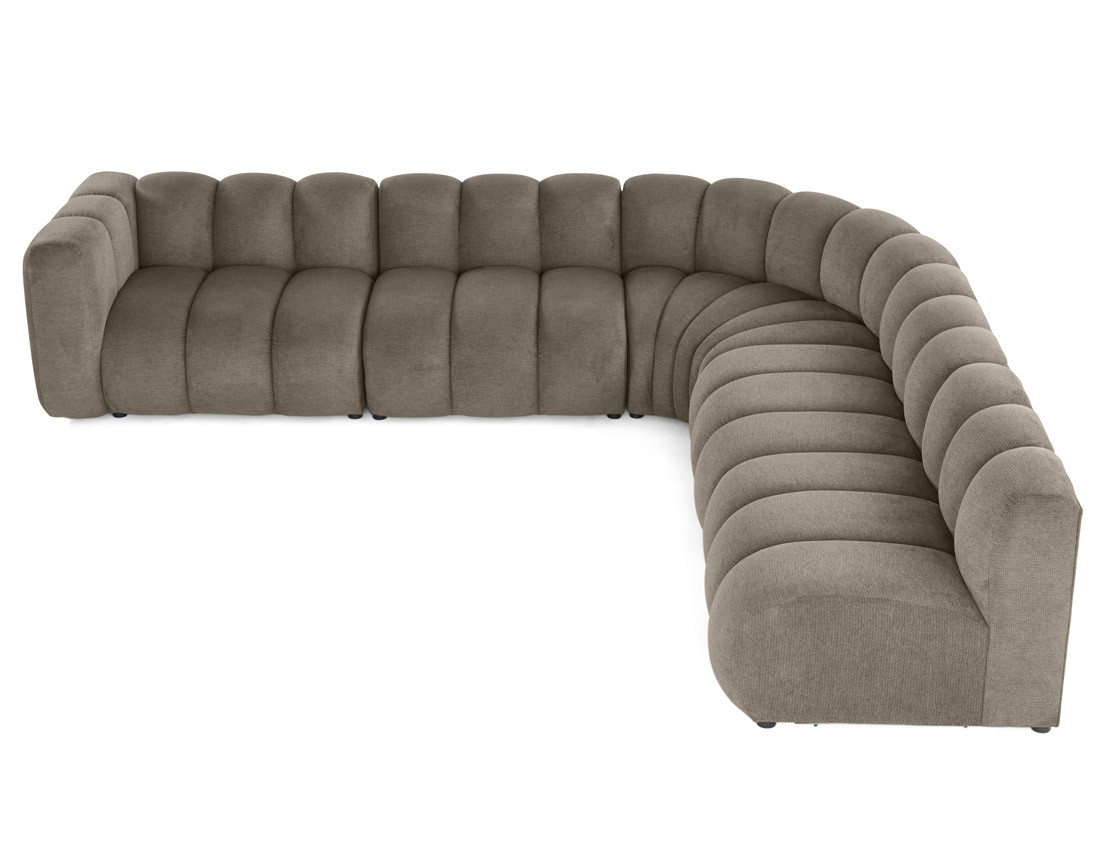 Canapé modulable d'angle droit 5 places en tissu texturé Debbie