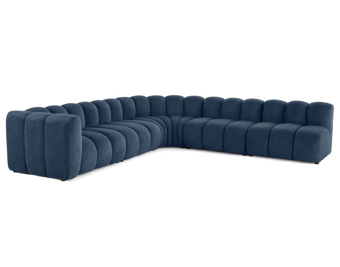 Canapé modulable d'angle droit 5 places en tissu texturé Debbie