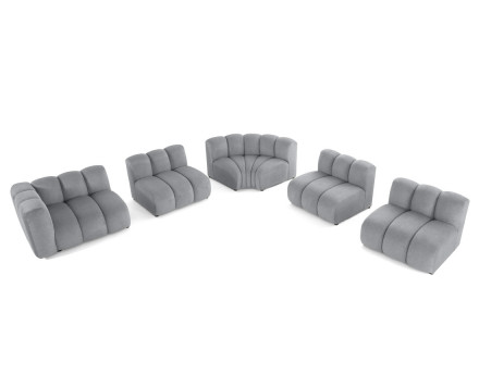 Canapé modulable d'angle droit 5 places en tissu texturé Debbie