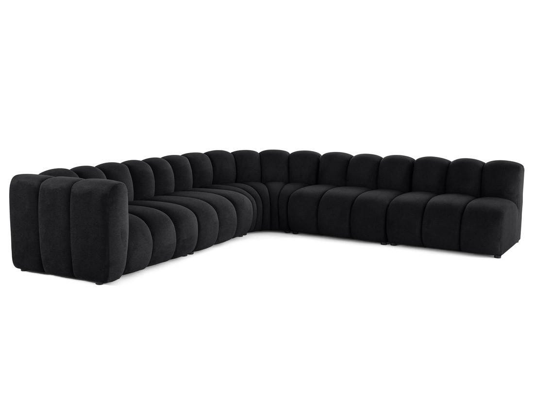 Canapé modulable d'angle droit 5 places en tissu texturé Debbie