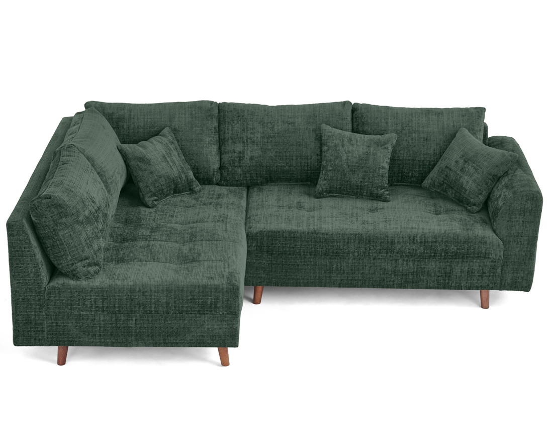 Canapé d'angle gauche 4 places en velours texturé Rune